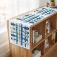 thumbnail image 6 of Lake Paddles 70 Inch Table Runner, Summer Watercolor Teal Blue Striped Farmhouse Dresser Scarf Cotton & Linen Tablerunner for Dining/Kitchen Island/Holiday Party Décor 13" x 70", 6 of 9