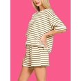 thumbnail image 6 of Women 2 Piece Sets Summer Outfits Cute Stripe Knit T Shirts Shorts Matching Lounge Set Khaki S, 6 of 7
