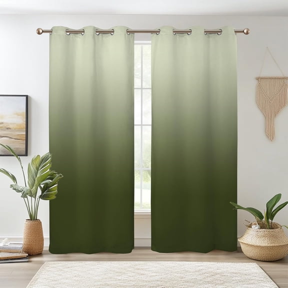 2 Panels Teal Green Khaki Gradient Curtains for Bedroom Living Room Drapes Kitchen Children's Room Window Curtain Modern Home Decor
