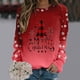 thumbnail image 2 of Gibobby Sudaderas navideñas Sudadera para Mujer con Estampado De Navidad, Cuello Redondo, Cuello Redondo, Tops Cómodos, Camisas De Entrenamiento De Manga Larga(Rojo de la sandía,G), 2 of 5