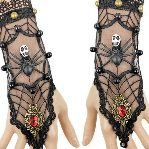 Aellinatey Elegant Black Lace Gloves Stylish Women's Mittens Spiderweb Pattern Gloves