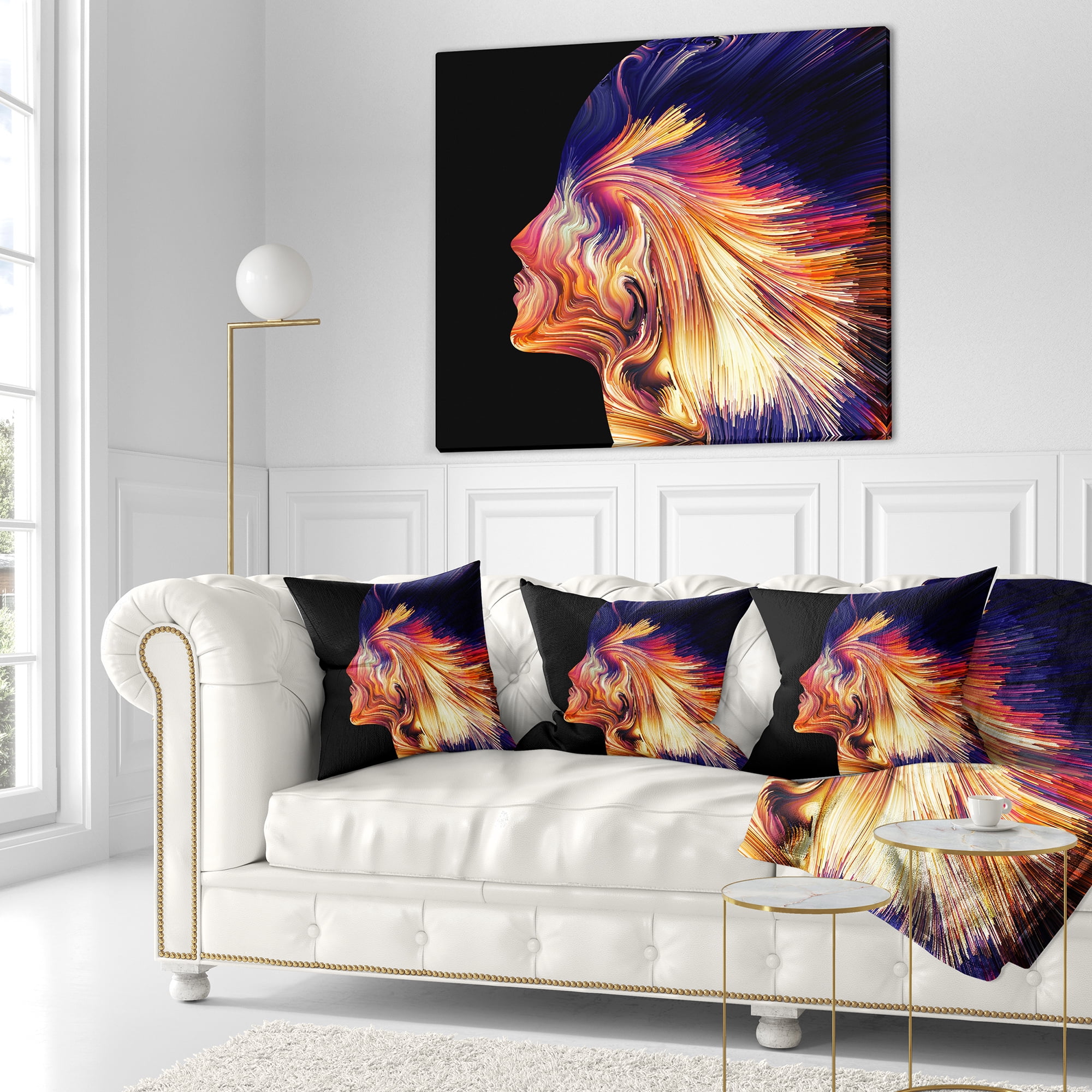 Designart Explosion of Thought - Abstract Throw Pillow - 18x18