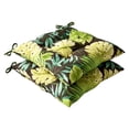 thumbnail image 2 of Pillow Perfect  Outdoor Green/ Brown Tropical Tufted Seat Cushions (Set of 2), 2 of 3
