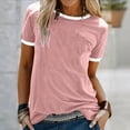 thumbnail image 3 of ZEHJUHAN Women's 3-Pack Everyday Comfort Tees - Ultra-Soft Crew Neck Short Sleeve Basics in Curated Color Palette Tops Purple+Pink+Black，S, 3 of 5