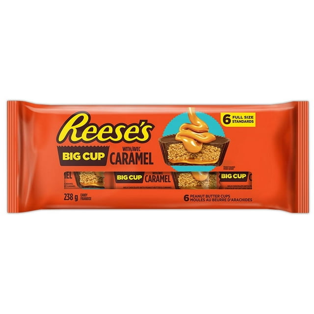 REESE'S BIG CUP with CARAMEL 6pk, creating the ultimate sweet snack moment, 238g