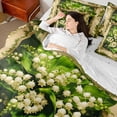 thumbnail image 4 of Feelyou Girls Spring Flower Bedding Comforter Set 7 Pieces, Green Leaves Plant Full Bedding Set, Kawaii Lily Floral Reversible Fitted Sheet Flat Sheet, Luxury Bedroom Decor, 4 of 8