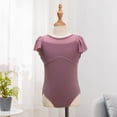 thumbnail image 6 of Girls Flutter Sleeve Dance Leotard with Mesh Detail,Classic Ballet Bodysuit, 6 of 8