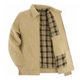 thumbnail image 2 of Wrtxtat Men's Quilted Jacket Warm Heavyweight Cotton-Lined Long Sleeve Outerwear with Pockets Zip-Up Solid Color Lapel Windbreaker Coat Khaki XXL, 2 of 9