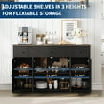 thumbnail image 4 of 55" Buffet Sideboard Cabinet with 4 Doors & 3 Drawers - Modern Storage Cabinet with Adjustable Shelves, Minimalist Coffee Bar & Kitchen Cupboard for Dining/Living Room, 4 of 7