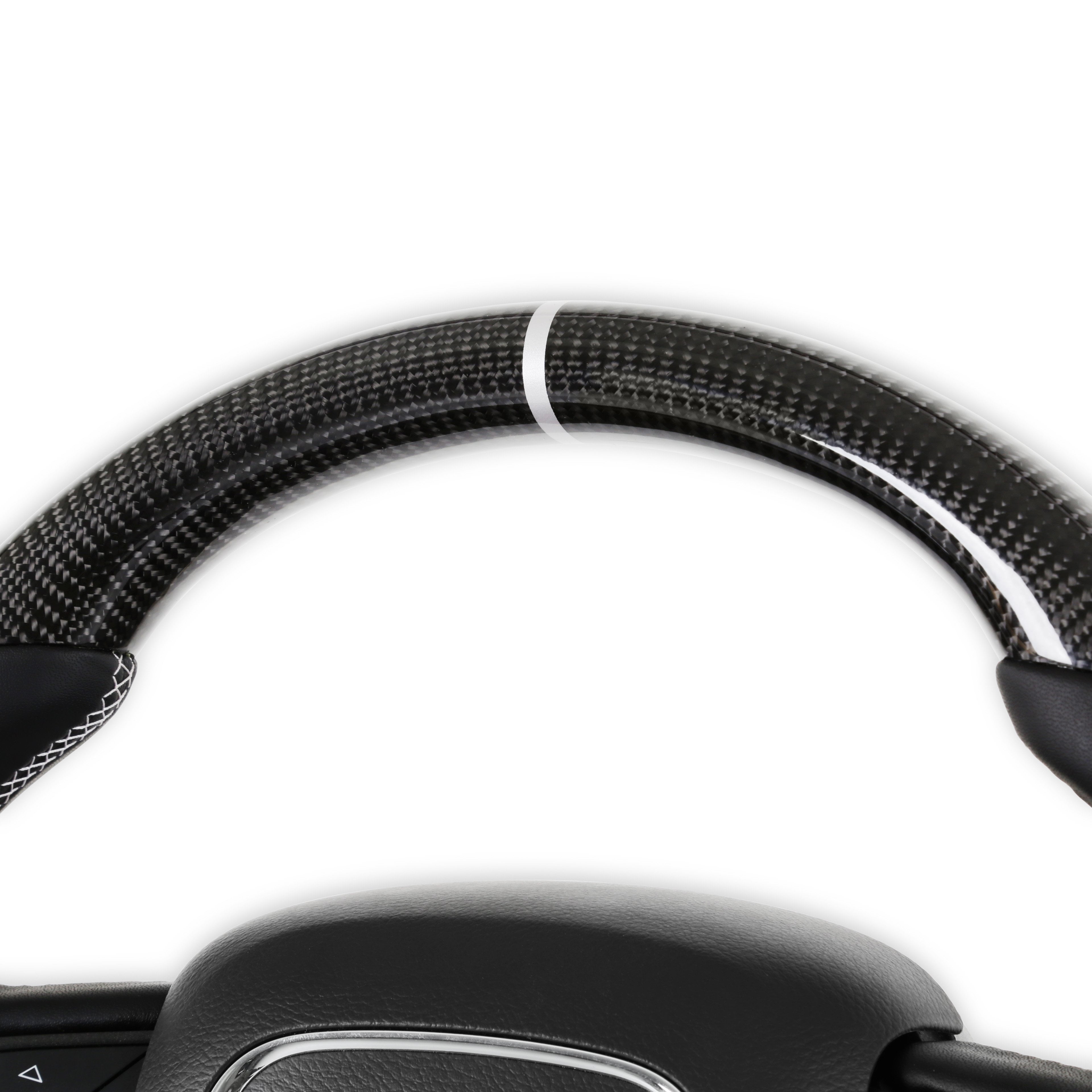 Drake Muscle Cars CH950-19 Steering Wheel Carbon Fiber with Leather Grips