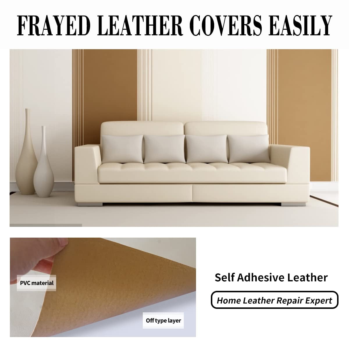 Leather Repair Patch, 16X119 inch Self Adhesive Leather Repair Waterproof,DIY Large Leather Repair Tape for Couches, Furniture, Car Seats, Cabinets, Wall, Handbags (16X98 inch, Dark Brown)