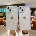 thumbnail image 4 of Compatible with iPhone 13 Case 6.1 Inch [Not Fit iPhone 13 Pro] for Women Girls,Soft Slim Fit Full-Around Protective Cute Clear Sparkly Bling Star Phone Case Glitter Cover for iPhone 13(6.1＂)-Purple, 4 of 9