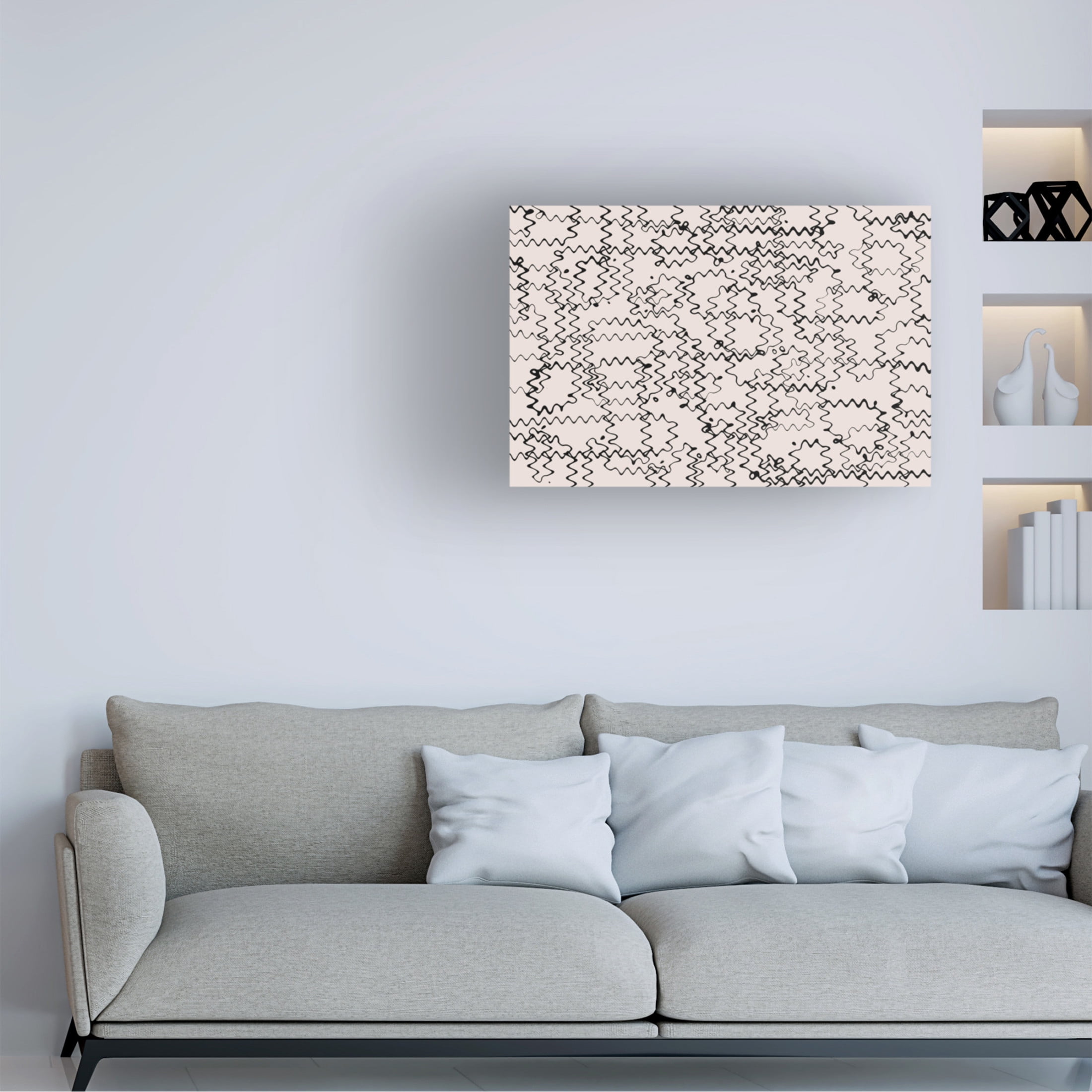 Canvas Wall Art - Treechild 'Shaky Thin Lines Square' Wall Art for Living Room, Bedroom, or Office D?cor by Trademark Fine Art - 19 x 12 Inches
