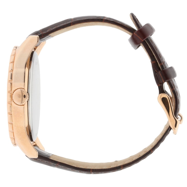 Caravelle 44C100 Men's Brown Dial Rose Gold Steel Brown Leather