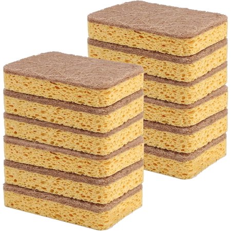 12 Pack Dish Sponge Eco Friendly Kitchen Sponge Natural Biodegradable Sponges for Dishes, Plant Based Reusable Sponges for Sustainable Living with Heavy Duty Scouring Pad