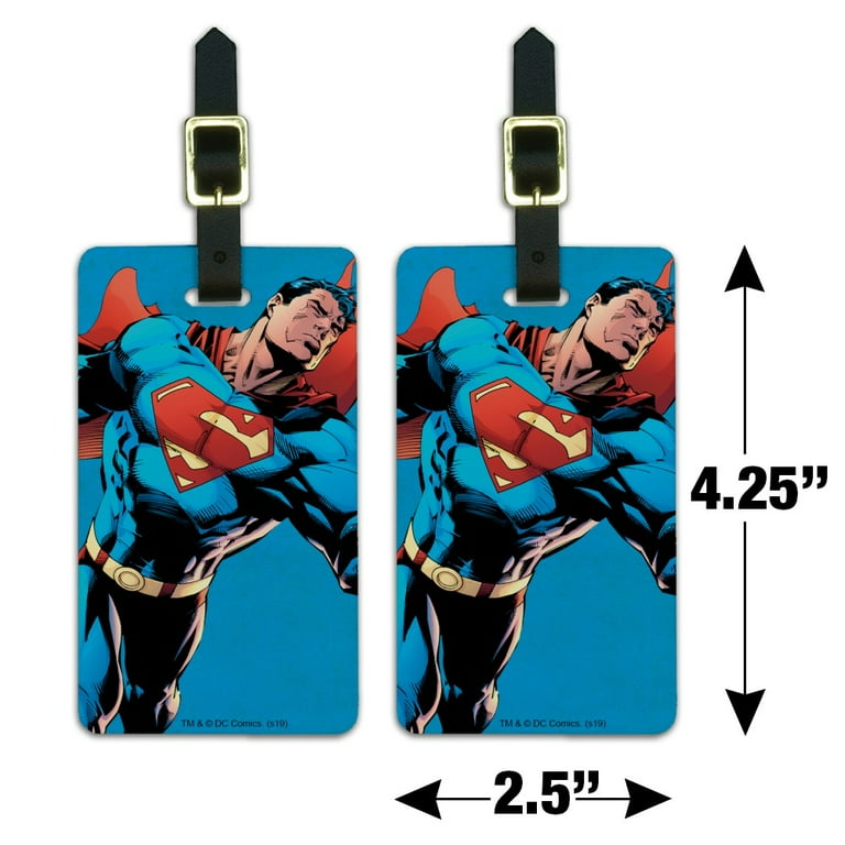 Superman Character Luggage ID Tags Suitcase Carry On Cards Set