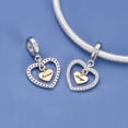 thumbnail image 5 of 925 Sterling Silver Two Tone Always Heart Dangle Charm For Bracelets & Bangle Pendant Jewelry, 5 of 5