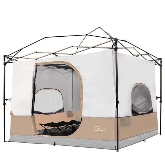 KAMPKEEPER Camping Inner Tent for Pop Up Canopy, Converts 10'x10' Straight Leg Canopy into Camping Tent–Fully Vented Roof(Top & Frame NOT Included), Khaki