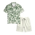 thumbnail image 6 of longantii 2 Pieces Outfit for Men Elastic Button Hawaiian Shirts and Shorts Comfy Short Sleeve Beach Tees and Shorts Summer Shirt and Beach Shorts Sets Light Green M, 6 of 6