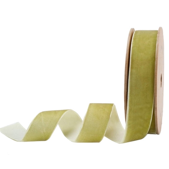 LaRibbons 1" Green Velvet Ribbon, 10 Yard Roll