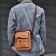 thumbnail image 4 of Bxaolu Men's Leather Crossbody Sling&nbsp;Shoulder Bag - Vintage&nbsp;Side Crossover Man Purse, Messenger Satchel Travel Handbag, Brown, 4 of 7
