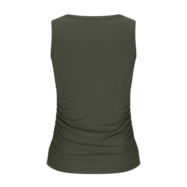 VEKDONE Summer Sleeveless Tank Tops for Women Solid Color Basic Tunics Tops Ribbed Knit Slim Fit Tanks Casual Soft Comfy Outdoor Vests Army Green Small
