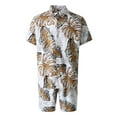 thumbnail image 4 of Faithtur Men's Hawaii Shirt Suits, Fashion Printed Button Down Short Sleeve Shirt + Beach Shorts Set, 4 of 9