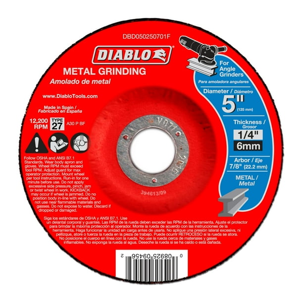 Disco abrasivo Diablo, tipo 27, 13 cm, 6 mm, 22 mm, árbol