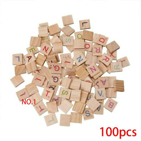 100 Pieces Wooden Scrabble Tiles Alphabet Toys Wooden Letters Tiles Alphabet Crafts Wood For
