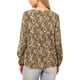 thumbnail image 3 of INSPIRAR CHIC Blusa de Cuello en V para Mujeres con Estampados Florales, Decoración de Botones, Manga Abullonada, Camisa Vintage Talla S Color Marrón Claro, 3 of 6