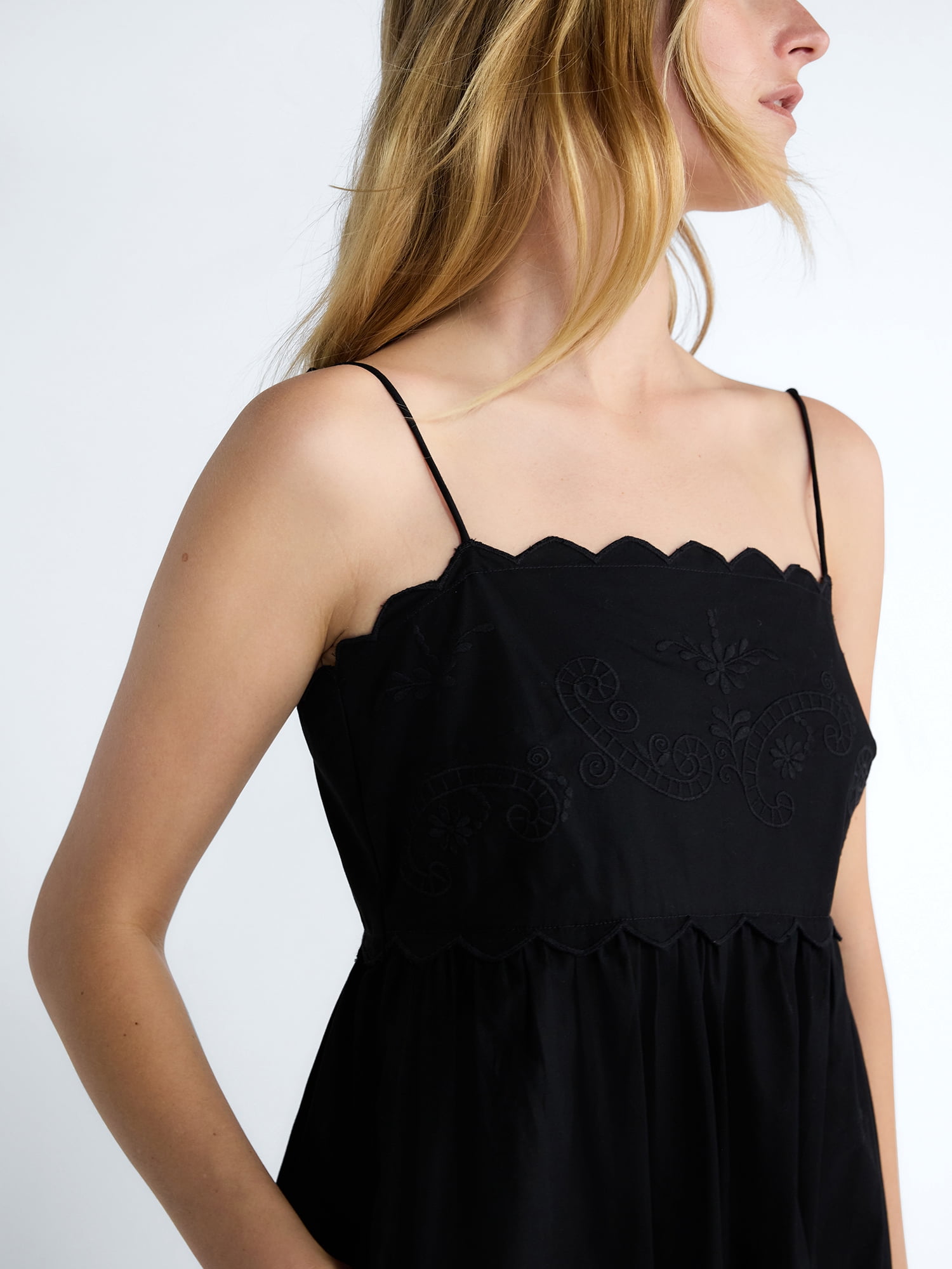 Free Assembly Women’s Embroidered Cotton Midi Dress, Sizes XS-XXL