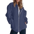 thumbnail image 2 of IMENGL Sweatshirt jacket long sleeve solid color, Blue L, Size M-3XL, 2 of 8