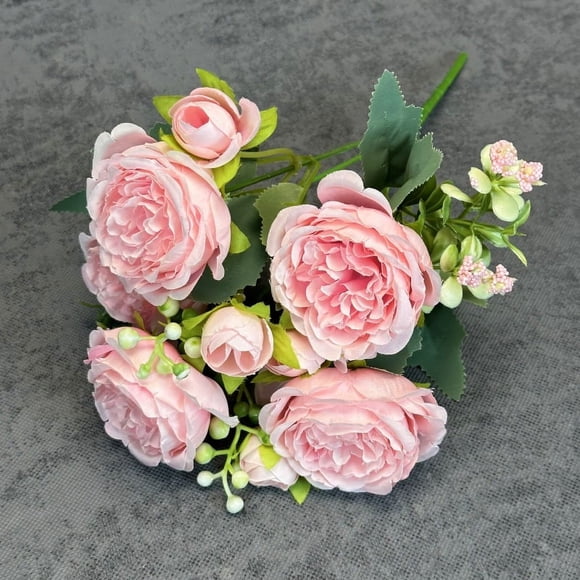 XmhyTop 2 piezas de flores artificiales de tacto real, flores falsas para decoración del hogar, oficina, boda, arreglo de ramo de flores artificiales para decoración (rosa, 12,2 pulgadas de largo)