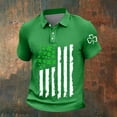 thumbnail image 1 of Ceisia Men's St. Patrick's Day Polo Shirt | Shamrock American Flag Print | Casual Short Sleeve Collared Top Gift, 1 of 5