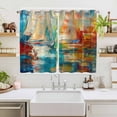 thumbnail image 2 of Nautical Boat Kitchen Curtains 72 Inch Length, Colorful Abstract Grunge Art Painting Grommet Top Bedroom Living Room Curtains, Light Filtering Cafe Curtain Drapes 2 Panels Set 104''x72'', 2 of 9