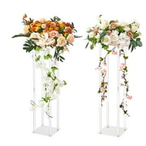 VEVOR 2PCS 31.5inch High Wedding Flower Stand, With Acrylic Laminate,Acrylic Vase Column Geometric Centerpiece Stands, Floral Display Rack for T-Stage Events Reception, Party Decoration Home