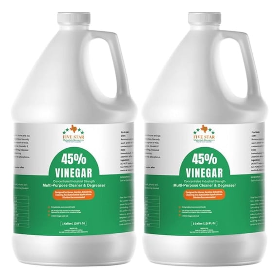 Vinegar Concentrated 45% - White Vinegar for Cleaning, Garden & Home Use - 2 Gallon (256 fl oz) - Max Performance 7X Power - Multi-Purpose Pure Solution