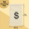 thumbnail image 3 of Juvale Money Bags Canvas Drawstring Pouches - 12 Pack, 4.3 x 7 In, Beige - Pirate Loot Bags for Kids, 3 of 6