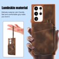 thumbnail image 5 of Dteck Zipper Wallet Case for Samsung Galaxy S23 Ultra,Shockproof Leather 5 Card Slots Holder Wrist Crossbody Strap Handbag Protective Kickstand Cover for Galaxy S23 Ultra,Brown, 5 of 7