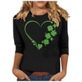 thumbnail image 2 of Meichang T-Shirts Verts pour Femmes, T-Shirts de la Saint-Patrick, T-Shirts Graphiques Trèfle, Manches 3/4, Col Rond, Tops Irlandais, 2 of 5