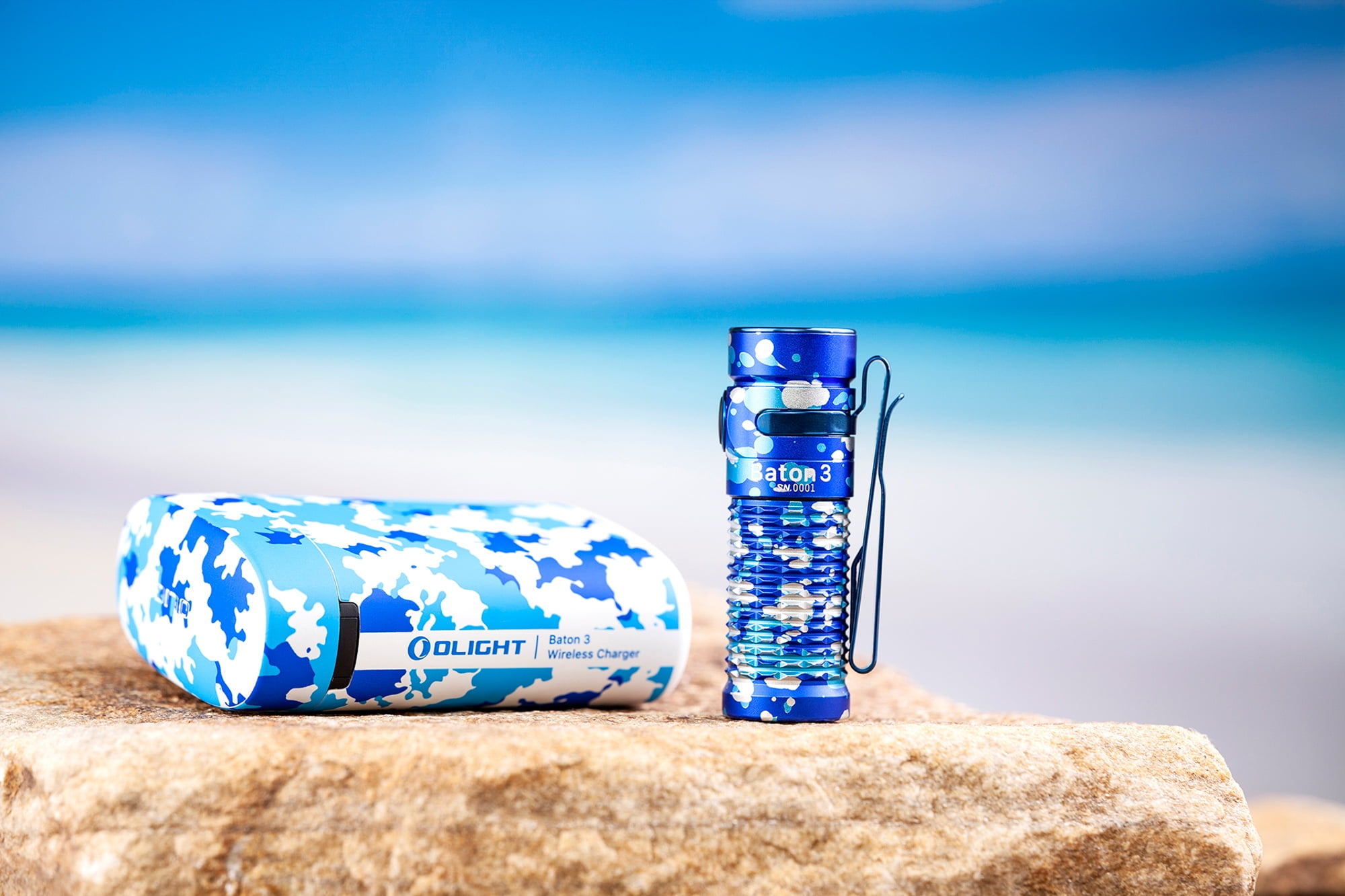 Baton 3 Premium Edition ★オーシャンカモフラージュ★ Olight Baton 3 Ocean Camouflage Premium Edition w/Wireless