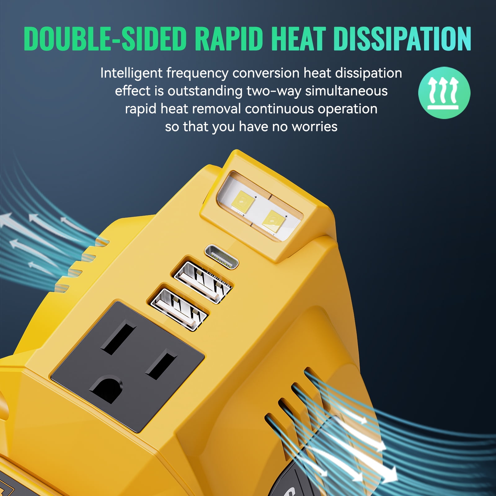 Ecarke 200W Portable Power Inverter, for Dewalt 20v Battery, USB and AC Outlets