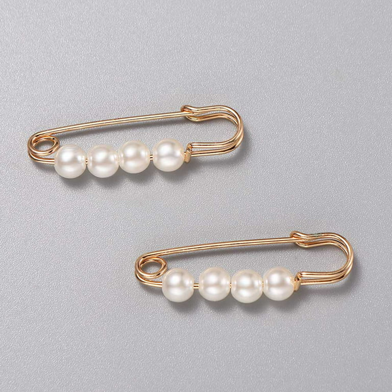 Pearl Brooch Pins Set Faux Rhinestone Pearls Lapel Pins Waistband Pin  Sweater Shawl Clips Collar Safety Pins Decorative Waist Tighting Clap for  Women
