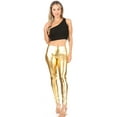 thumbnail image 5 of Sakkas Footless Liquid Wet Look Shiny Metallic Stretch Leggings - Gold - Small, 5 of 6