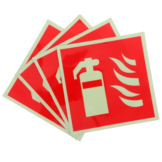 4 Pcs Light In The Dark Stickers Adhesive Fire Extinguisher Stickers For Safety Fire Extinguisher Decal Fire Extinguisher Signs Sticker