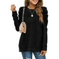 thumbnail image 2 of Womens Sweatshirt Crew Neck Puff Sleeve Pullover Sweaters Winter Clothes Trendy Flowy, 2 of 5