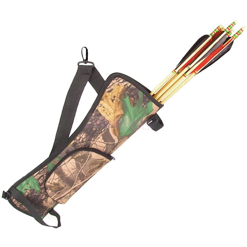 Camo Archery Hunting Arrow Back Waist Quiver Bag Pouch Case Zipper Pocket 