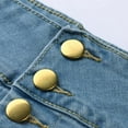 thumbnail image 3 of Women Denim Maxi Skirt Washed Jean Casual Denim Long A-Line Retro Button Skirts, 3 of 7