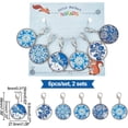 thumbnail image 2 of 12 Pcs Glass Flat Round with Blue and White Porcelain Pattern Stitch Markers Zinc Alloy Lobster Claw Clasps Crochet Stitch Marker Charms for Crochet Accessories Quilting Jewelry Making for DIY, 2 of 9