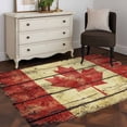 thumbnail image 4 of Red Maple Leaf Washable Area Rug 4 x 6 ft Vintage Wood Grain Striped Canadian Flag, Soft Non Slip Rugs Stain Repellent Indoor Felt Carpet for Living Dining Room Bedroom Home Office, 4 of 9